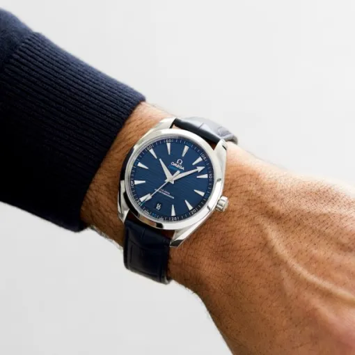 Omega Seamaster Aqua Terra Men Automatic Blue Leather Watch O22013412103001 - view 6