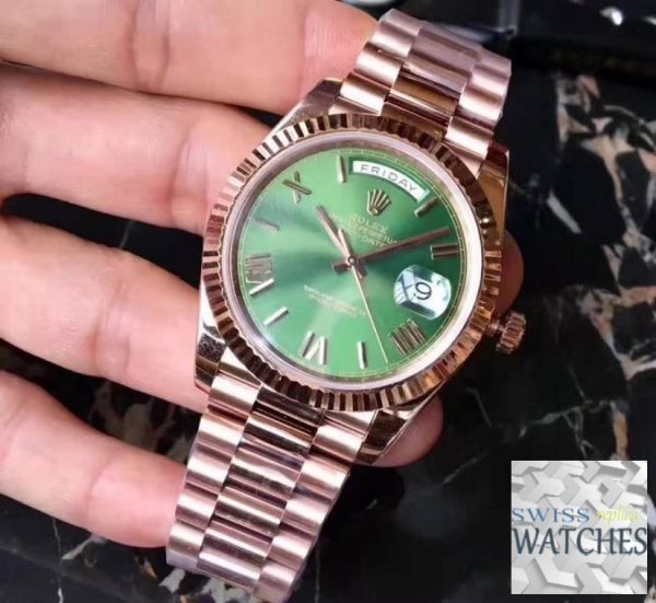 ROLEX DAY DATE GREEN DIAL SAPPHIRE CRYSTAL 40MM SWISS REPLICA 228235.6 - view 3