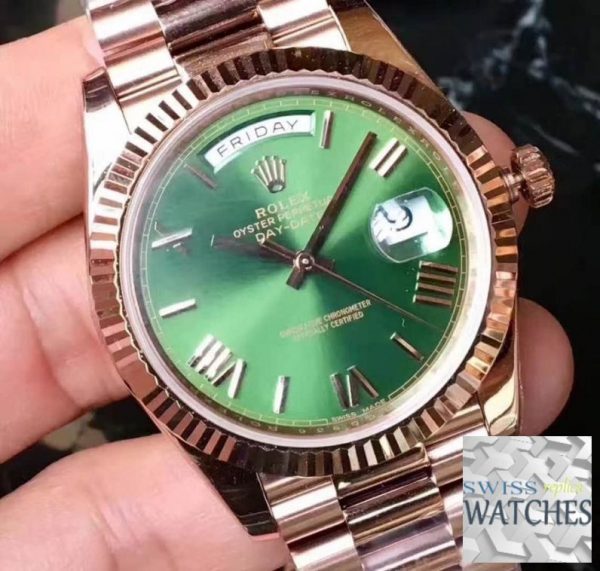 ROLEX DAY DATE GREEN DIAL SAPPHIRE CRYSTAL 40MM SWISS REPLICA 228235.6 - view 5