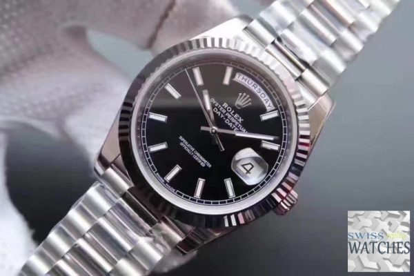 ROLEX DAY DATE BLACK DIAL SAPPHIRE CRYSTAL 41MM SWISS REPLICA 118239.1 - view 3