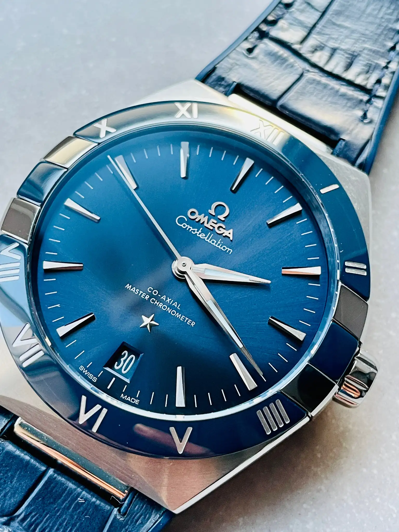 Omega Constellation Men Automatic Blue Leather Watch O13133412103001 - view 3