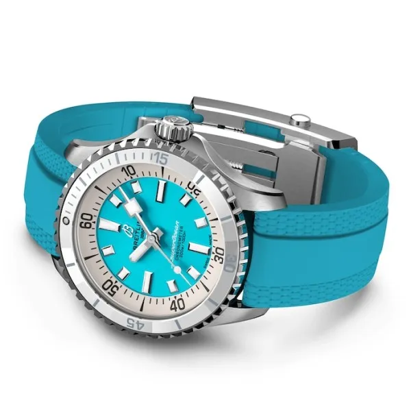 Breitling Superocean Unisex Automatic Turquoise Rubber Watch A17377211C1S1 - view 5