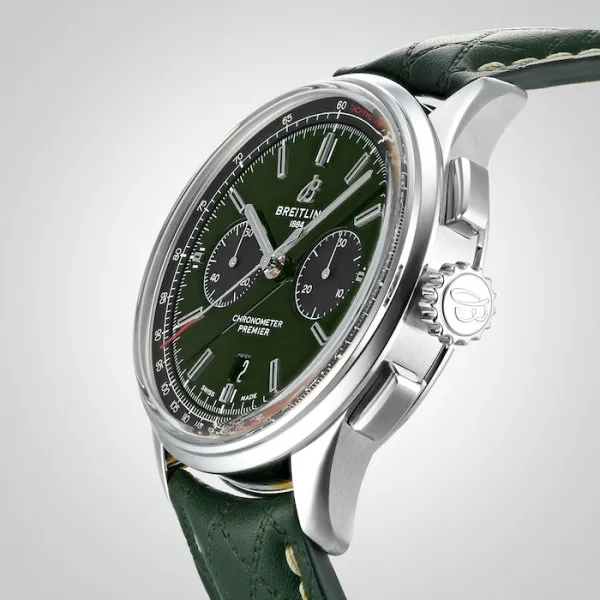 Breitling Premier Bentley Men Automatic Green Leather Watch AB0118A11L1X1 - view 6