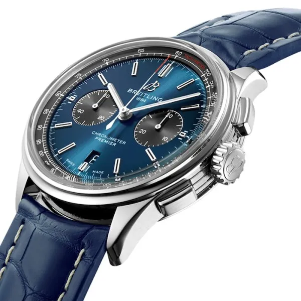 Breitling Premier Men Automatic Blue Crocodile Watch AB0118A61C1P1 - view 3